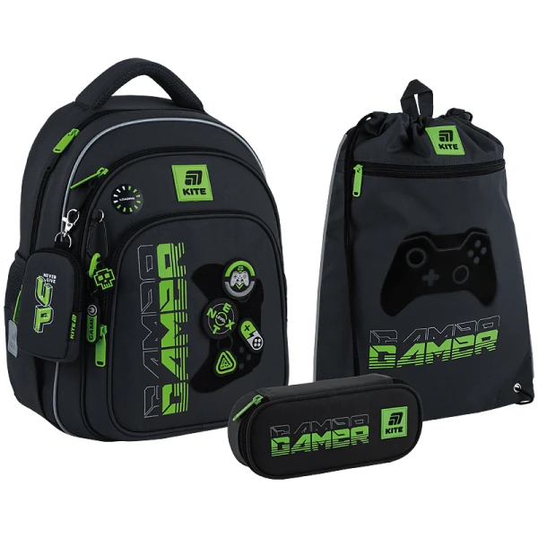 Набір рюкзак + пенал + сумка для взуття Kite SET_K25-763S-2 Gamer