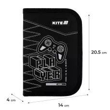 Пенал Kite 1 від., 2 відв., з наповненням K25-622H-6 Player