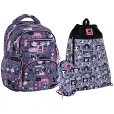 Набір рюкзак + пенал + сумка для взуття Kite SET_K25-773M-5 Anime Girl