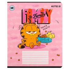 Зошит 12 арк., клітинка, гібр. лак + УФ лак, Garfield GF24-232 Kite
