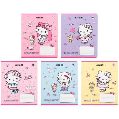 Зошит 12 арк., клітинка, гібр. лак + УФ лак, Hello Kitty HK25-232-1 Kite
