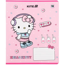 Зошит 12 арк., клітинка, гібр. лак + УФ лак, Hello Kitty HK25-232-1 Kite