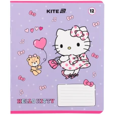 Зошит 12 арк., клітинка, гібр. лак + УФ лак, Hello Kitty HK25-232-1 Kite