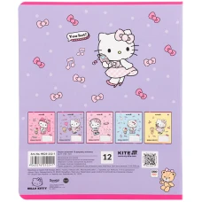Зошит 12 арк., клітинка, гібр. лак + УФ лак, Hello Kitty HK25-232-1 Kite