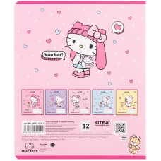 Зошит 12 арк., клітинка, гібр. лак + УФ лак, Hello Kitty HK25-232-1 Kite