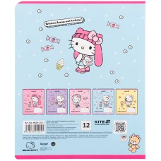 Зошит 12 арк., клітинка, гібр. лак + УФ лак, Hello Kitty HK25-232-1 Kite