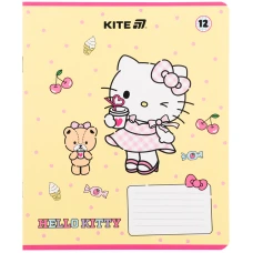 Зошит 12 арк., клітинка, гібр. лак + УФ лак, Hello Kitty HK25-232-1 Kite