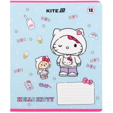 Зошит 12 арк., клітинка, гібр. лак + УФ лак, Hello Kitty HK25-232-1 Kite