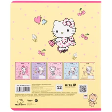 Зошит 12 арк., клітинка, гібр. лак + УФ лак, Hello Kitty HK25-232-1 Kite