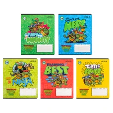 Зошит 12 арк., клітинка, гібр. лак + УФ лак, Ninja Turtles NT24-232 Kite