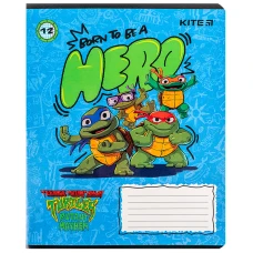 Зошит 12 арк., клітинка, гібр. лак + УФ лак, Ninja Turtles NT24-232 Kite