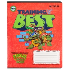 Зошит 12 арк., клітинка, гібр. лак + УФ лак, Ninja Turtles NT24-232 Kite