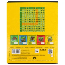 Зошит 12 арк., клітинка, гібр. лак + УФ лак, Ninja Turtles NT24-232 Kite