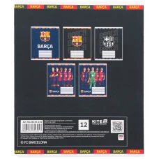 Зошит 12 арк., клітинка, софт тач + УФ лак, FC Barcelona BC25-232 Kite