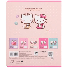 Зошит 12 арк., клітинка, софт тач + УФ лак, Hello Kitty HK25-232-2 Kite