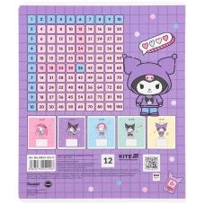 Зошит 12 арк., клітинка, софт тач + УФ лак, Kuromi HK25-232-4 Kite