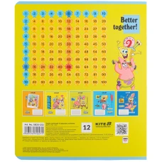 Зошит 12 арк., клітинка, софт тач + УФ лак, SpongeBob SquarePants SB25-232 Kite