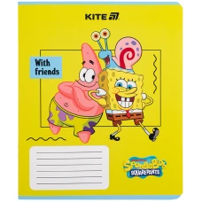 Зошит 12 арк., клітинка, софт тач + УФ лак, SpongeBob SquarePants SB25-232 Kite