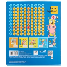 Зошит 12 арк., клітинка, софт тач + УФ лак, SpongeBob SquarePants SB25-232 Kite