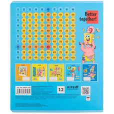Зошит 12 арк., клітинка, софт тач + УФ лак, SpongeBob SquarePants SB25-232 Kite