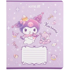 Зошит 12 арк., клітинка, УФ лак + глітер, Kuromi HK25-232-3 Kite