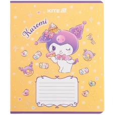 Зошит 12 арк., клітинка, УФ лак + глітер, Kuromi HK25-232-3 Kite