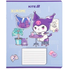 Зошит 18 арк., клітинка, гібр. лак + УФ лак, Kuromi HK25-236-1 Kite