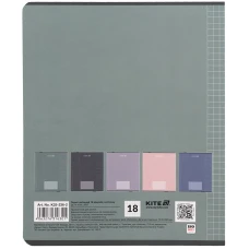 Зошит 18 арк., клітинка, софт тач + УФ лак, Kite One color K25-236-2