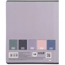 Зошит 18 арк., клітинка, софт тач + УФ лак, Kite One color K25-236-2