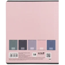 Зошит 18 арк., клітинка, софт тач + УФ лак, Kite One color K25-236-2