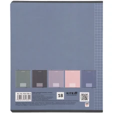 Зошит 18 арк., клітинка, софт тач + УФ лак, Kite One color K25-236-2