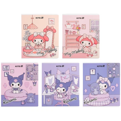 Зошит 24 арк., клітинка, софт тач + УФ лак, Kuromi HK25-238 Kite