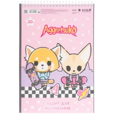 Зошит для малювання, 30 арк., спір., софт тач + УФ лак, Aggretsuko AR25-243 Kite