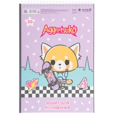 Зошит для малювання, 30 арк., спір., софт тач + УФ лак, Aggretsuko AR25-243 Kite