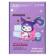 Зошит для малювання, 30 арк., спір., софт тач + УФ лак, Kuromi HK25-243 Kite