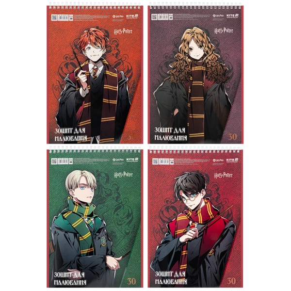 Зошит для малювання, 30 арк., спір., софт тач + УФ лак, Harry Potter HP25-243 Kite