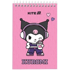 Блокнот пласт обкл., спіраль А6, 48арк., нелінований Kuromi HK25-196-2 Kite