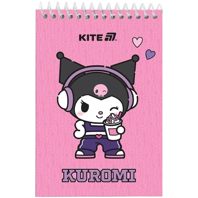 Блокнот пласт обкл., спіраль А6, 48арк., нелінований Kuromi HK25-196-2 Kite