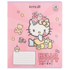 Зошит 12 арк., лінія, УФ лак + глітер, Hello Kitty HK25-234-1 Kite