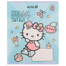 Зошит 12 арк., лінія, УФ лак + глітер, Hello Kitty HK25-234-1 Kite