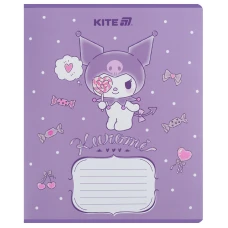 Зошит 12 арк., лінія, УФ лак + глітер, Kuromi HK25-234-2 Kite
