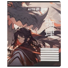Зошит 18 арк., лінія, софт тач + УФ лак, Kite Anime K25-237-1