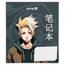 Зошит 18 арк., клітинка, гібр. лак + УФ лак, Kite Anime K25-236-1