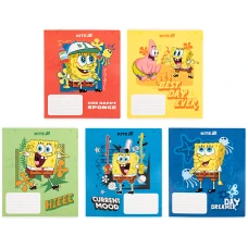 Зошит 18 арк., клітинка, гібр. лак + УФ лак, SpongeBob SquarePants SB25-236 Kite