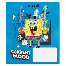 Зошит 18 арк., клітинка, гібр. лак + УФ лак, SpongeBob SquarePants SB25-236 Kite