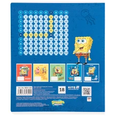 Зошит 18 арк., клітинка, гібр. лак + УФ лак, SpongeBob SquarePants SB25-236 Kite