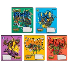 Зошит 18 арк., клітинка, софт тач + УФ лак, Ninja Turtles NT24-236 Kite