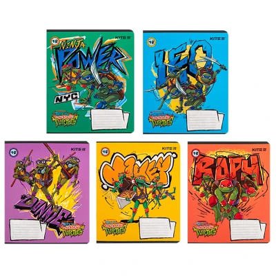 Зошит 18 арк., клітинка, софт тач + УФ лак, Ninja Turtles NT24-236 Kite