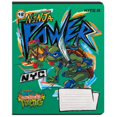 Зошит 18 арк., клітинка, софт тач + УФ лак, Ninja Turtles NT24-236 Kite