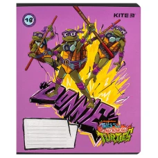 Зошит 18 арк., клітинка, софт тач + УФ лак, Ninja Turtles NT24-236 Kite
